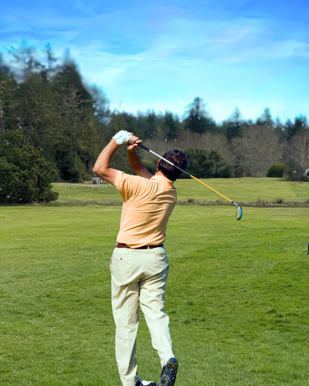 A golfer takes his swing, and watches as the ball goes flying towards hole 1. Amazing views and a fun time are guarenteed at PGC.